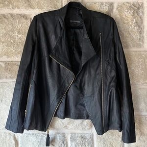 Via Spiga 100% Genuine Lamb Leather Asymmetrical Peplum Jacket Moto